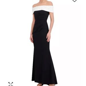 Elegant Black Eliza J Studded Evening Gown